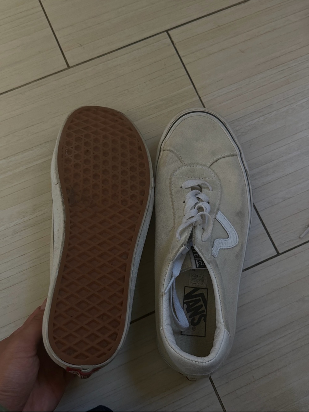 Vans Men’s Off-White Suede Low-Top Sneakers with Gum Sole